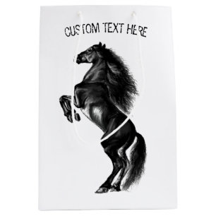 Sacola Para Presentes Média Saco de Presente Cavalo Preto com Texto Personaliz