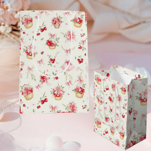 Sacola Para Presentes Média Saco de Presente Cereja Floral Doce de Frutas Ro