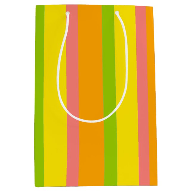 Sacola Para Presentes Média Saco de presente Citrus Stripe Classic médio (Frente)