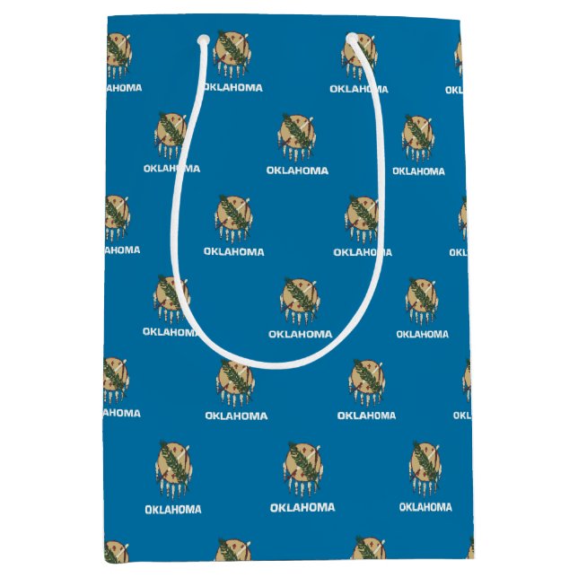 Sacola Para Presentes Média Saco de presente com a bandeira de Oklahoma, EUA (Frente)