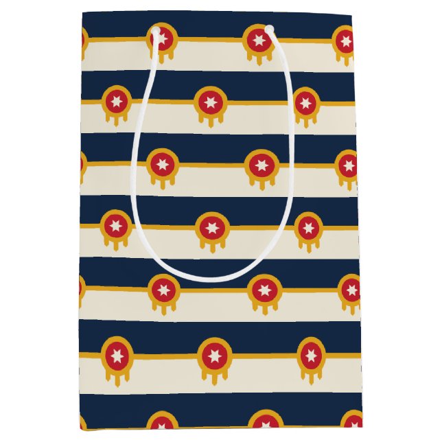 Sacola Para Presentes Média Saco de presente com a bandeira de Tulsa, EUA (Frente)