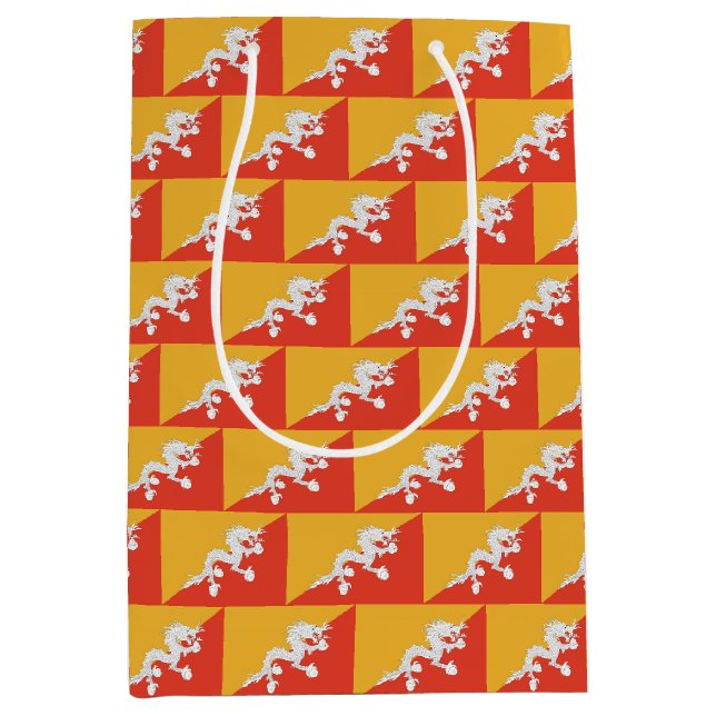 Sacola Para Presentes Média Saco de Presente com a bandeira do Butão (Frente)