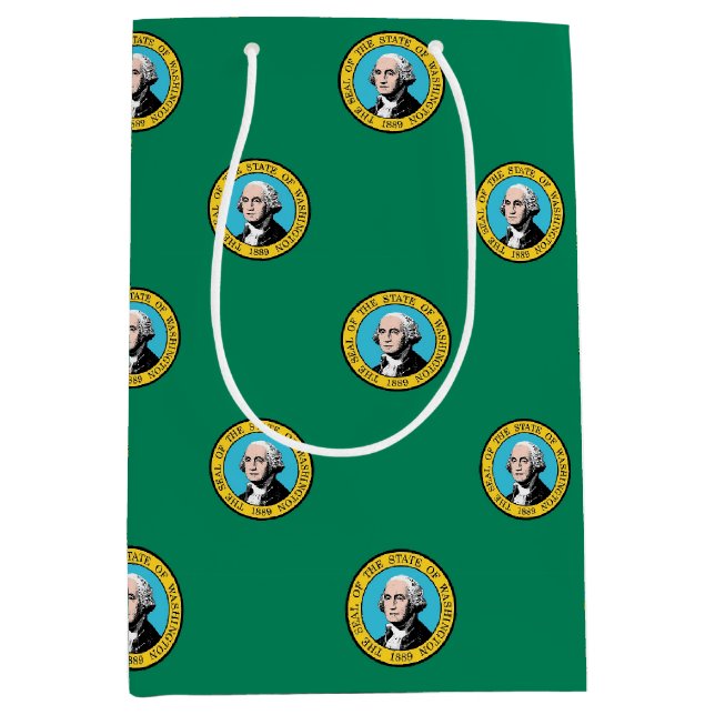 Sacola Para Presentes Média Saco de presente com a bandeira do estado de Washi (Frente)