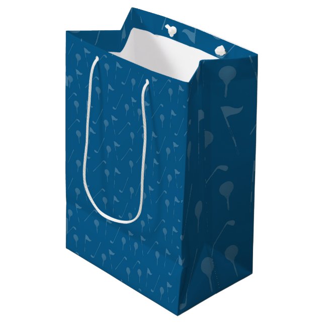 Sacola Para Presentes Média Saco de Presente com Bola de Golfe Azul Cinza / Pa (Frente inclinada)