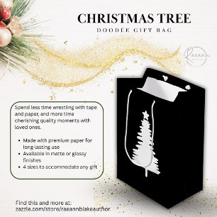 Sacola Para Presentes Média Saco de Presente com Desenho de Árvore de Natal