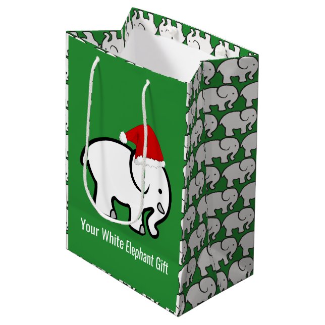 Sacola Para Presentes Média Saco de Presente com Design de Elefante Branco e C (Frente inclinada)