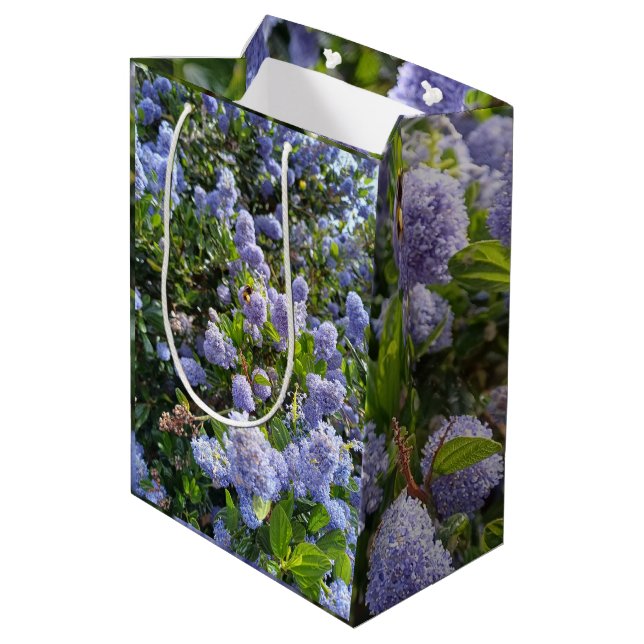 Sacola Para Presentes Média Saco de presente com flores de lilás (Verso inclinado)