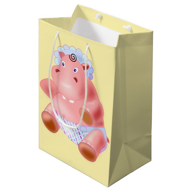Sacola Para Presentes Média Saco de Presente com Hipopótamo Bebê (Frente inclinada)