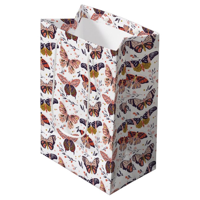 Sacola Para Presentes Média Saco de Presente com Padrão de Borboleta (Frente inclinada)
