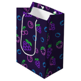 Sacola Para Presentes Média Saco de Presente com Padrão de Frutas Neon