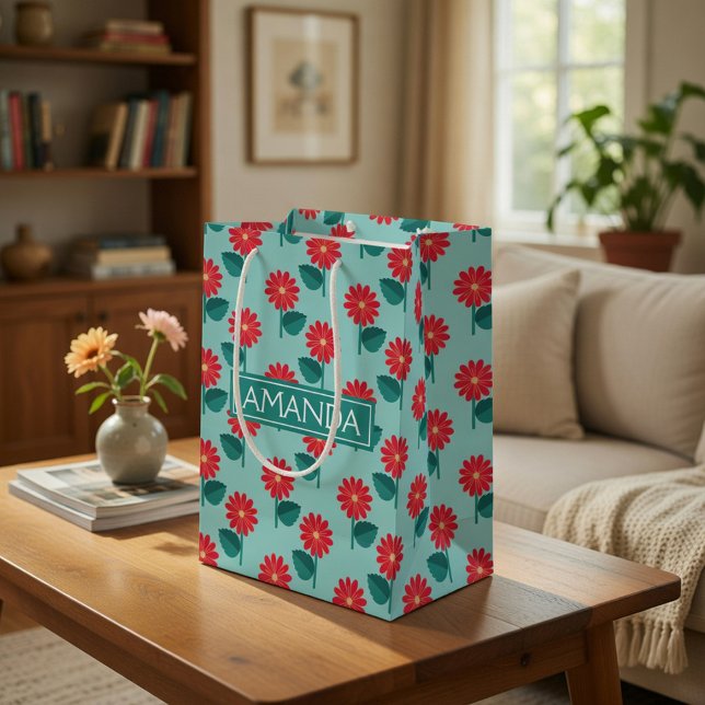 Sacola Para Presentes Média Saco de Presente com Padrão de Margarida Personali (Criador carregado)