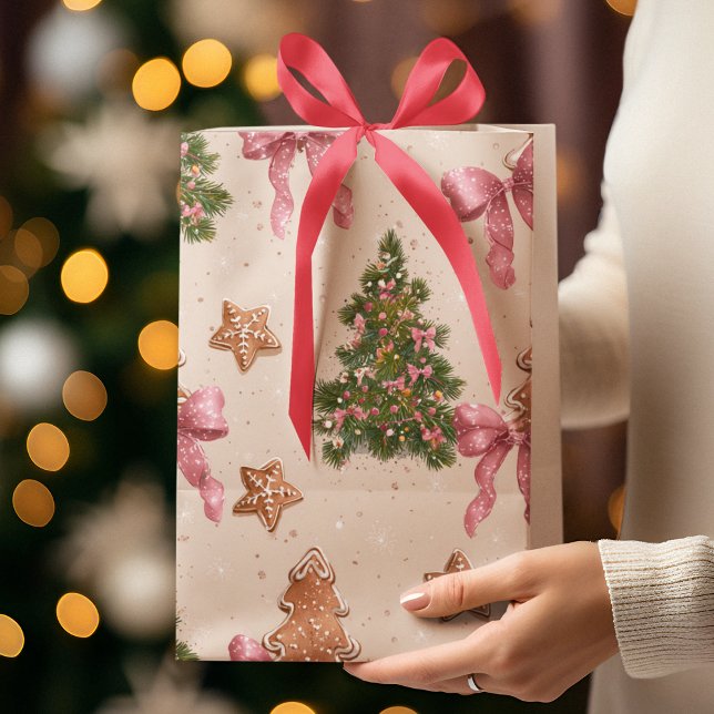 Sacola Para Presentes Média Saco de Presente com Padrão de Natal Elegante (Criador carregado)