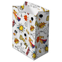 Saco de Presente com Padrão de Quadrinhos