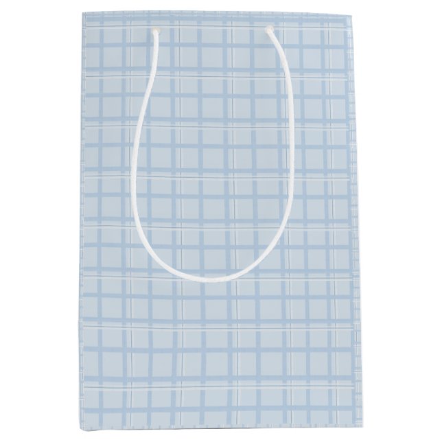 Sacola Para Presentes Média Saco de Presente com Xadrez Azul Claro | Minimalis (Frente)