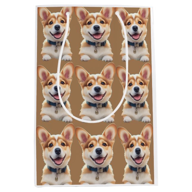 Sacola Para Presentes Média Saco de Presente Corgi (Frente)