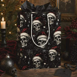 Sacola Para Presentes Média Saco de Presente Creepmas Crânios de Natal Gótico