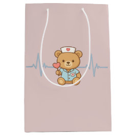 Sacola Para Presentes Média Saco de Presente da Festa do Urso Enfermeiro Teddy