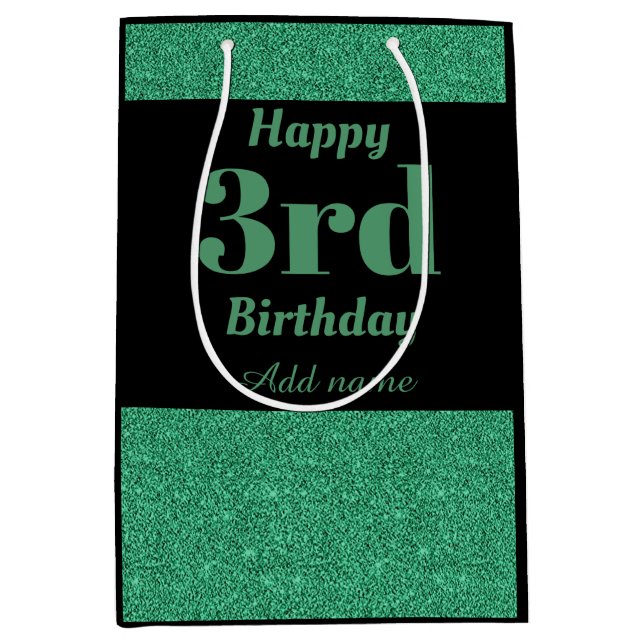 Sacola Para Presentes Média saco de presente de aniversário de 3 anos personal (Frente)