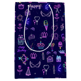 Sacola Para Presentes Média Saco de Presente de Aniversário de Princesa | Saco