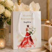 Saco de Presente de Aniversário de Vestido Vermelh