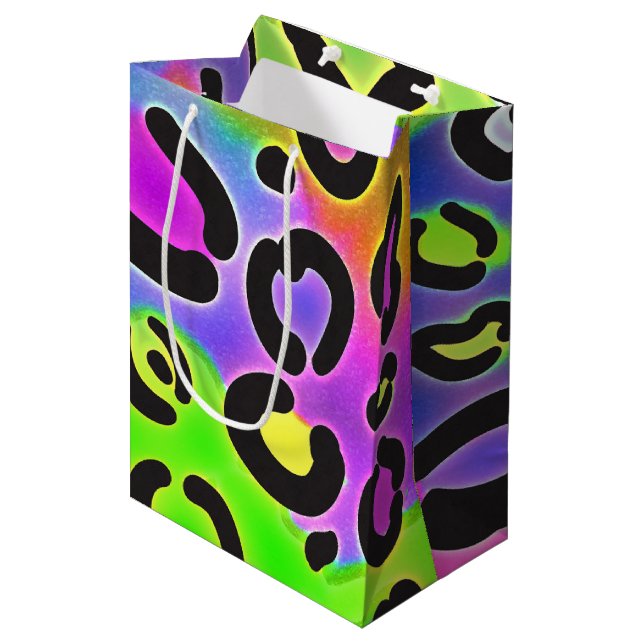 Sacola Para Presentes Média Saco de Presente de Aniversário Guepardo Leopardo  (Frente inclinada)