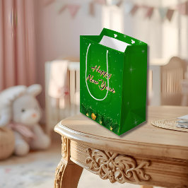 Sacola Para Presentes Média Saco de Presente de Ano Novo Dourado Verde