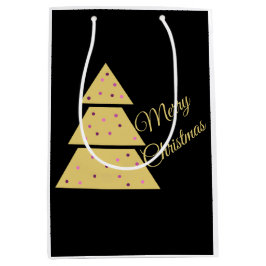 Sacola Para Presentes Média Saco de Presente de Árvore de Natal Dourada