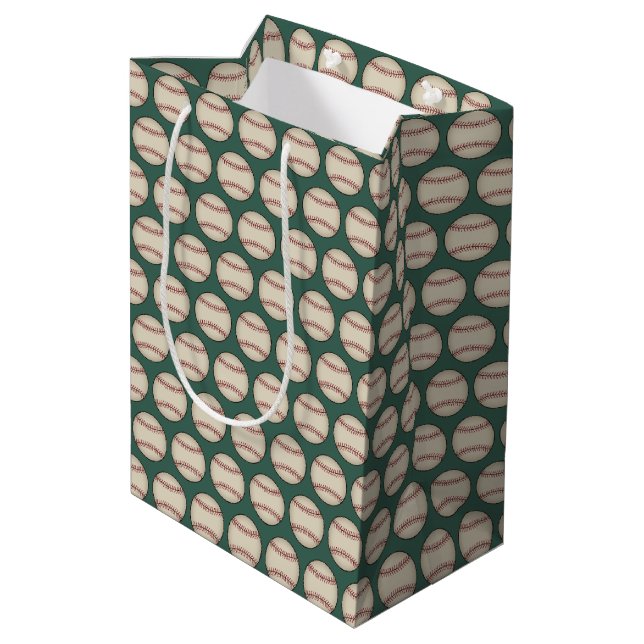 Sacola Para Presentes Média Saco de Presente de Beisebol Verde (Verso inclinado)