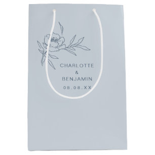 Sacola Para Presentes Média Saco de Presente de Casamento Floral Azul