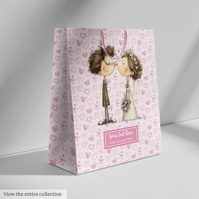 Sacola Para Presentes Média Saco de presente de casamento humorístico para cas (Humorous wedding gift bag for couple)