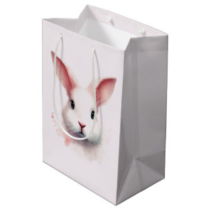 Sacola Para Presentes Média Saco de presente de coelho rosa pastel