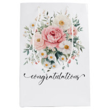 Saco de presente de congratulações floral elegante