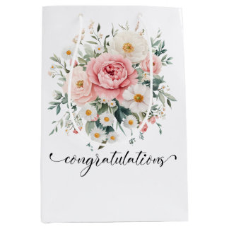 Sacola Para Presentes Média Saco de presente de congratulações floral elegante