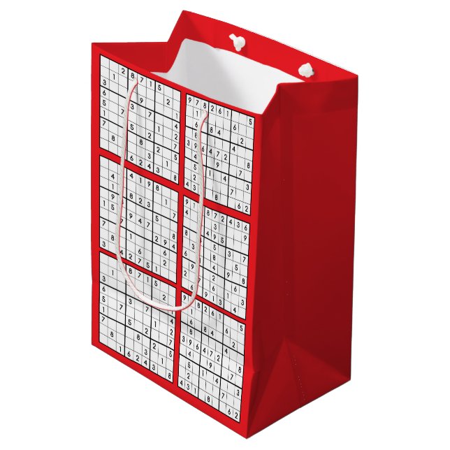 Sacola Para Presentes Média Saco de Presente de Design de Quebra-Cabeça Sudoku (Frente inclinada)