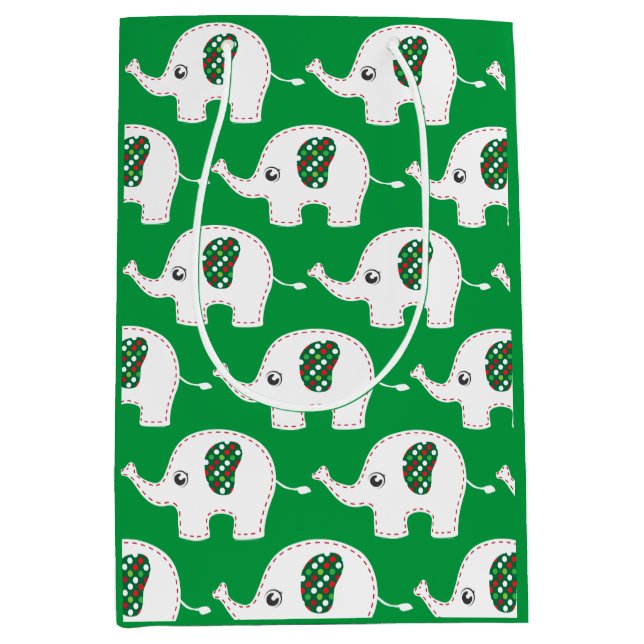 Sacola Para Presentes Média Saco de presente de elefante branco (Frente)