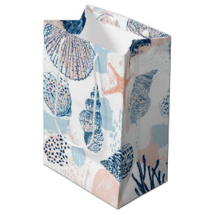 Sacola Para Presentes Média Saco de Presente de Estilo Náutico Abstrato Azul e