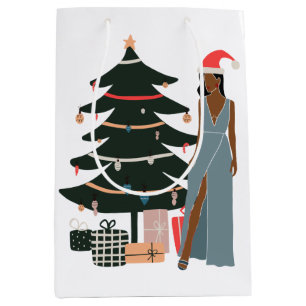 Sacola Para Presentes Média Saco de Presente de Feriado de Mulher Negra