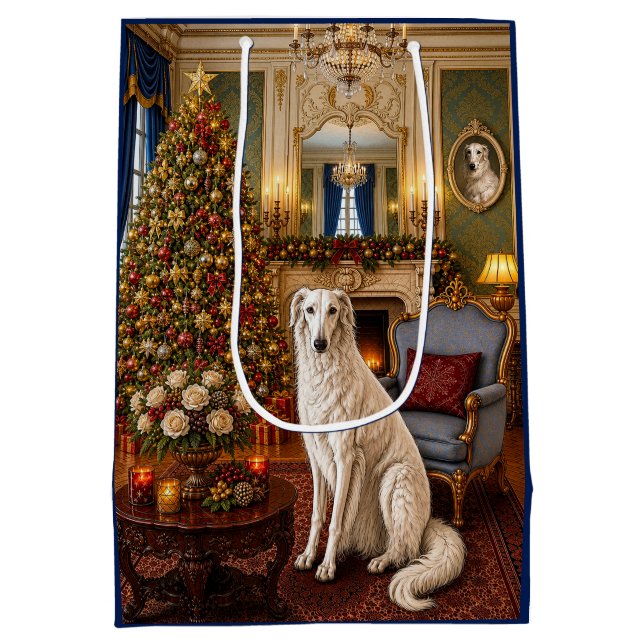 Sacola Para Presentes Média Saco de Presente de Férias Borzoi (Verso)