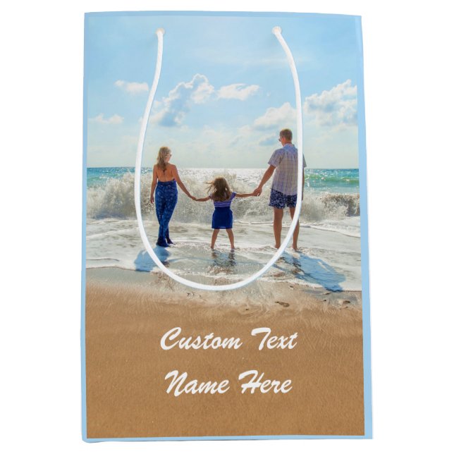 Sacola Para Presentes Média Saco de Presente de Foto Personalizado com suas Fo (Frente)