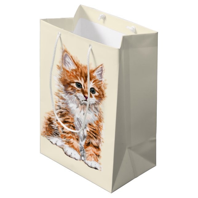 Sacola Para Presentes Média Saco de Presente de Gato Fofo (Frente inclinada)