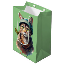 Sacola Para Presentes Média Saco de presente de gato grafite verde