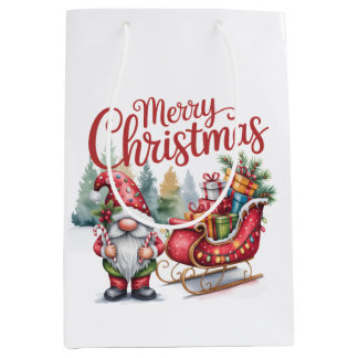Sacola Para Presentes Média Saco de Presente de Gnome de Feliz Natal