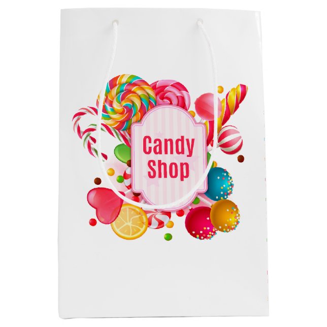 Sacola Para Presentes Média Saco de Presente de Loja de Doces (Frente)