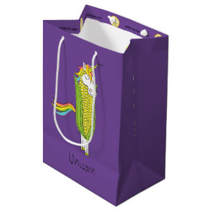 Sacola Para Presentes Média Saco de Presente de Milho Divertido de Unicórnio