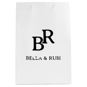 Sacola Para Presentes Média Saco de Presente de Monograma de Casamento Elegant