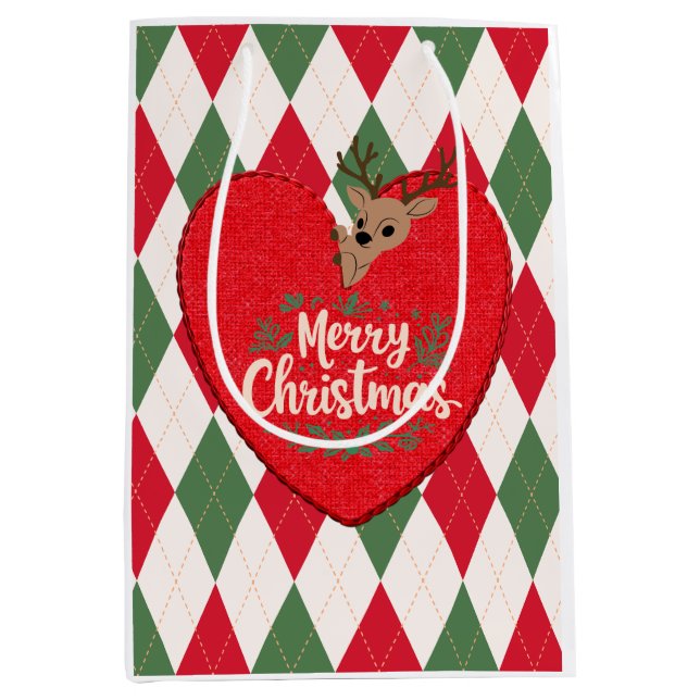 Sacola Para Presentes Média Saco de Presente de Natal Alegre (Frente)