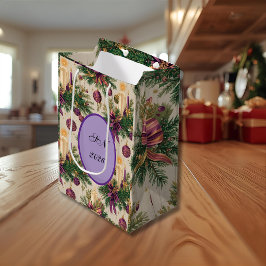 Sacola Para Presentes Média Saco de Presente de Natal Antigo com Monograma Per
