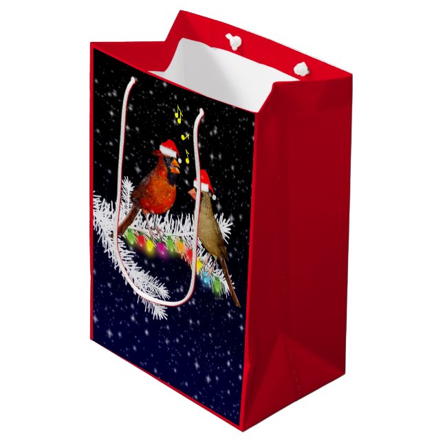 Sacola Para Presentes Média Saco de Presente de Natal Cardeal (Frente inclinada)