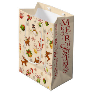 Sacola Para Presentes Média Saco de Presente de Natal Clássico com Papai Noel