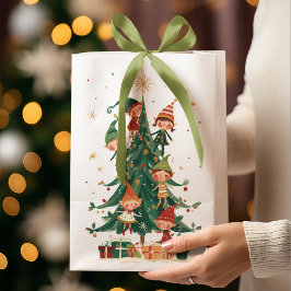 Sacola Para Presentes Média Saco de Presente de Natal com Elfos Caprichosos De